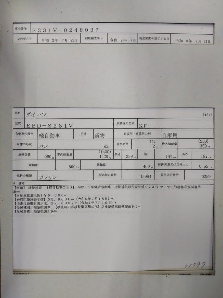 2020 Daihatsu ハイゼット カーゴ auction photo 9