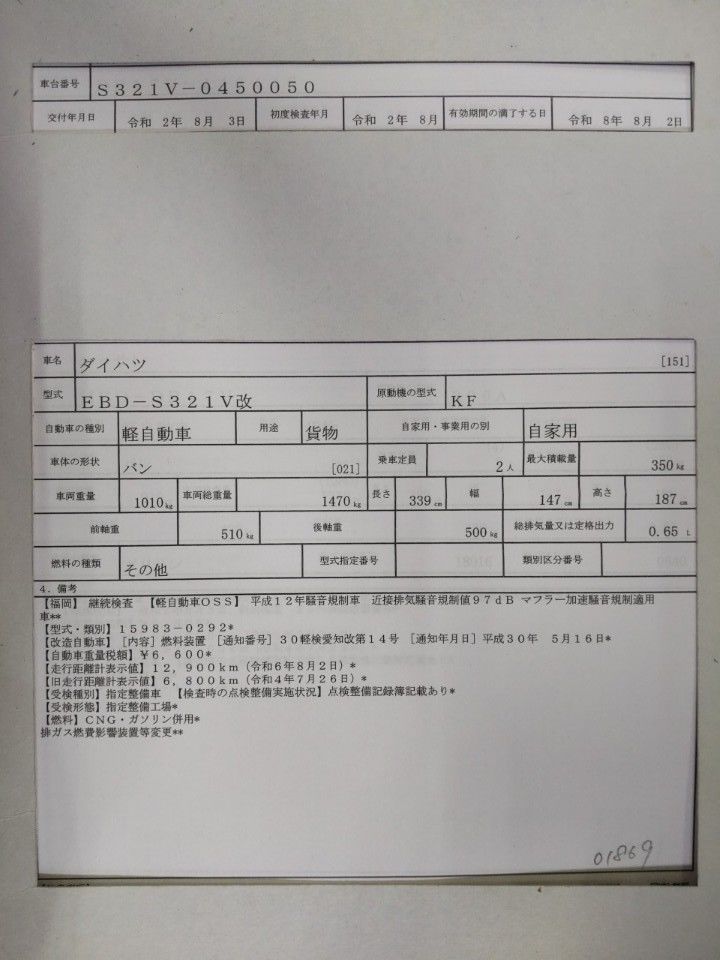 2020 Daihatsu ハイゼット カーゴ auction photo 9